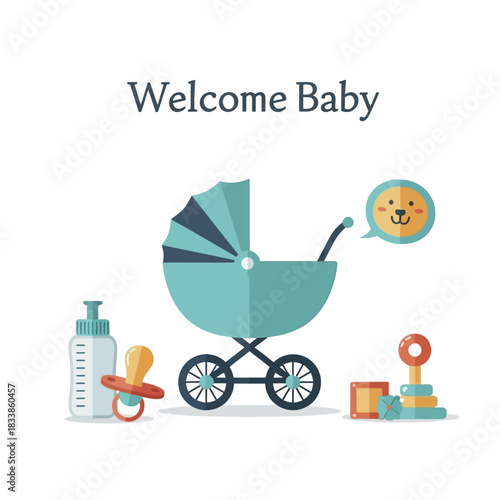 Welcome Baby with Stroller and Accessories.