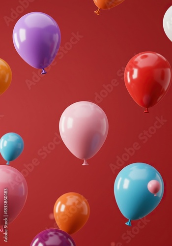 Vibrant assortment of colorful party balloons floating, creating a seamless, festive background for celebrations, holidays, or promotions ,happiness ,horizontal ,balloon