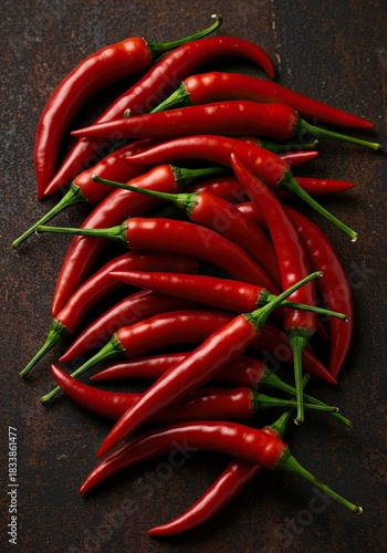 Vibrant assortment of fresh, fiery chili peppers showcasing intense natural heat and bold culinary zest on a rustic surface ,green ,appetizing ,authentic