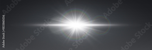 Camera and lens light, star flash. Vector illustration