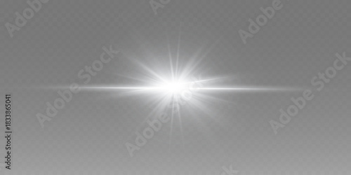 White light effect of star and explosion with rays.