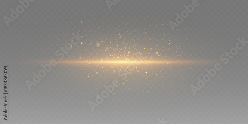 Shining light effect of explosion and particles. Light line with light reflection.