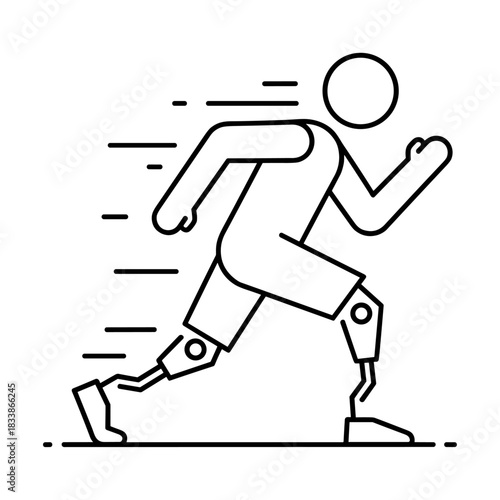Runner with prosthetic leg in motion