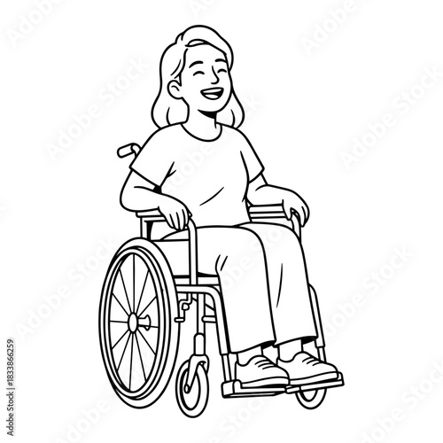 Happy woman smiling in wheelchair
