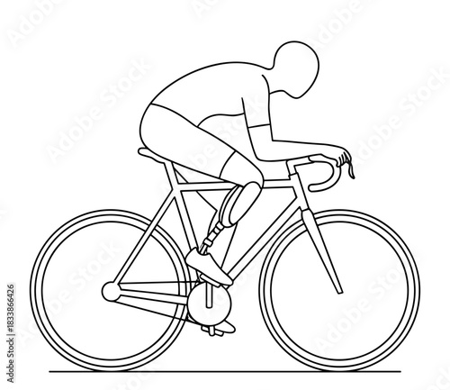 Cyclist with prosthetic leg riding bicycle