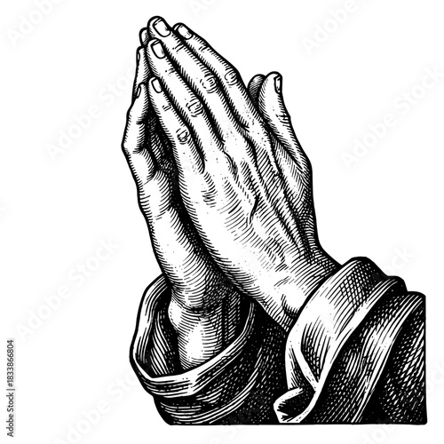 Vintage illustration of praying hands