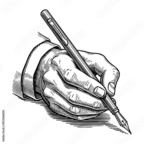 Hand writing with fountain pen in vintage style