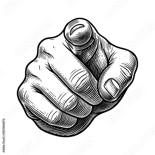 Pointing Hand Retro Vintage Finger Gesture