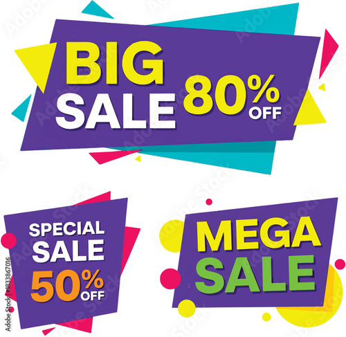 Big sale special mega sale banners with percentage discounts
