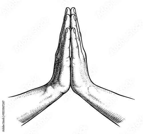 Vintage illustration of praying hands