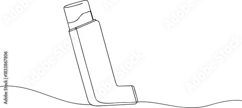 Single line drawing of an inhaler on a white background