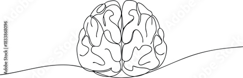 Single line drawing of human brain top view neurology