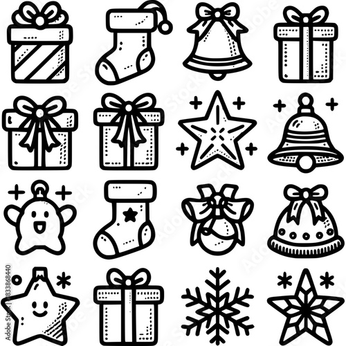 Christmas Festive Collection: A festive assemblage of holiday icons, offering a blend of traditional symbols to convey the joyous spirit of the season. 