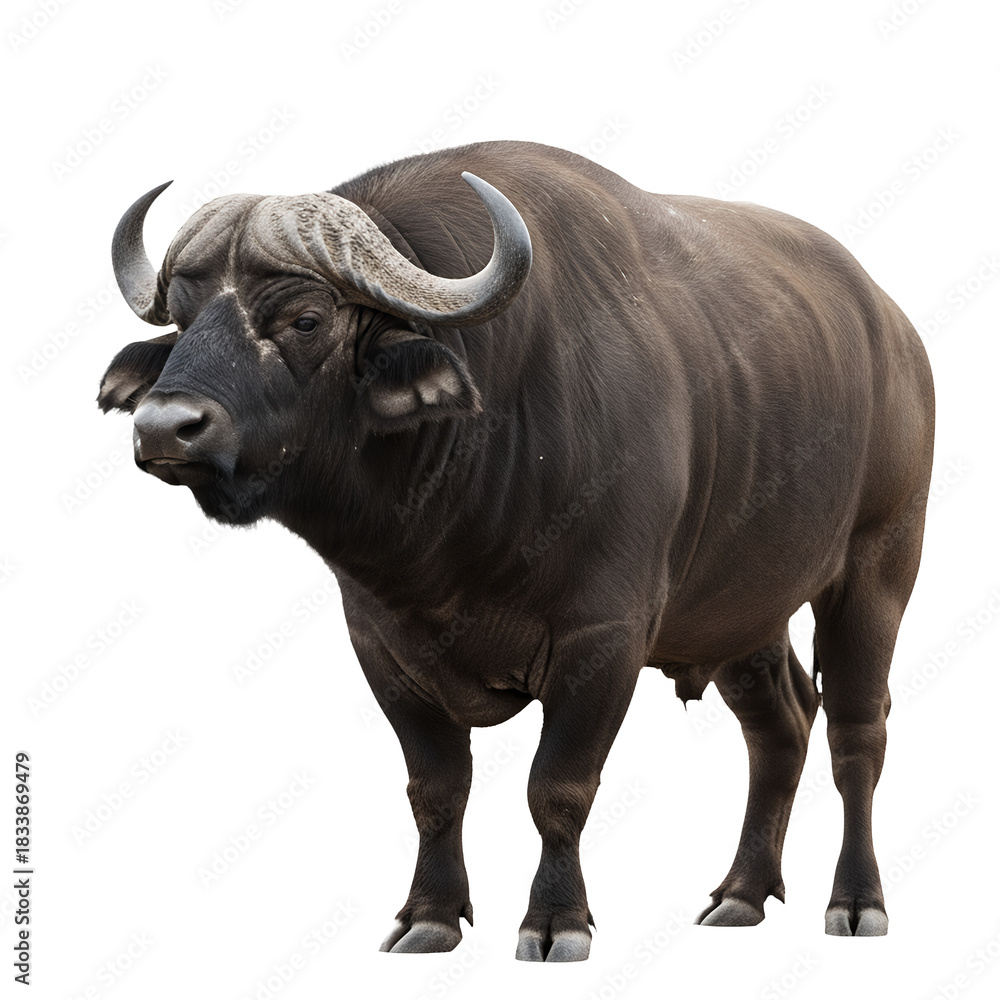 Fototapeta premium Buffalo simple minimal aesthetic pose, soft light, transparent