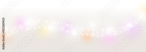 暖かい色合いの幻想的な冬の背景イラスト　波のような雪の結晶のイルミネーション