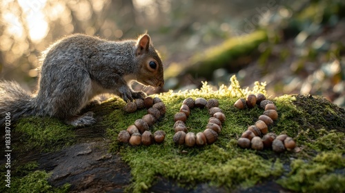 A squirrel is standing on a tree stump