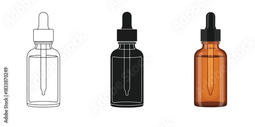 Three styles vector set line art, silhouette and color version set of three work boot illustrations showing outline, silhouette, and full color versions