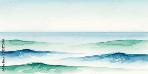 Watercolor painting of ocean waves calm and serene seascape illustration perfect for backgrounds and artistic designs