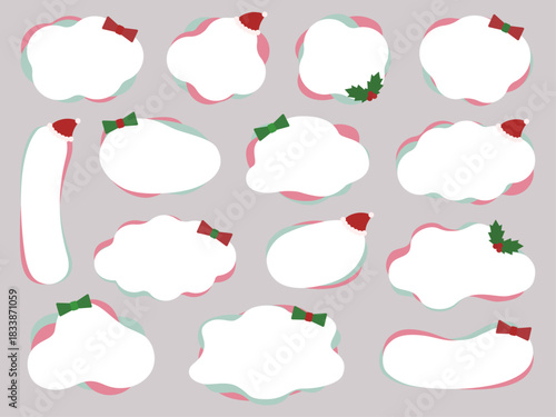 クリスマスの飾りのイラストがついた可愛いフレームのセット