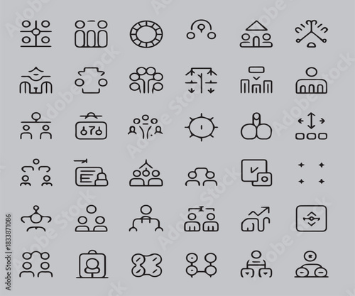 Clean business organization chart elements for corporate planning