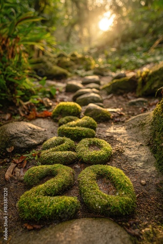 Moss covered rocks in the forest