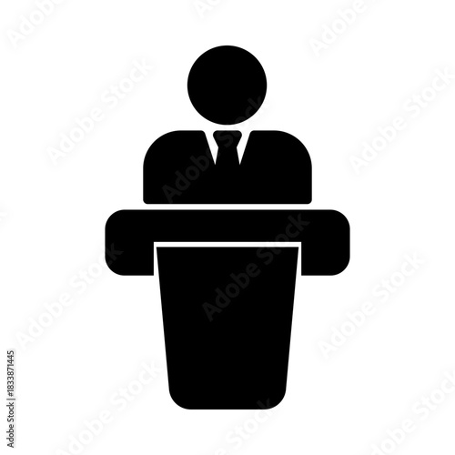 Black podium, podium and podium with microphones for speeches and speakers.