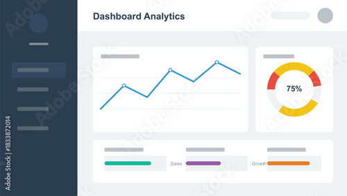 Dashboard user interface with data analytics and growth metrics