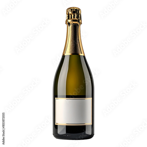 Sparkling Elixir: A pristine bottle of champagne, its golden foil gleaming invitingly, promising celebration and effervescence.