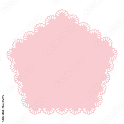 Simple pink lace frame, pentagon tag, label