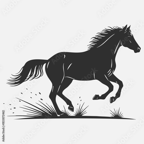 Wild Horse Running Silhouette