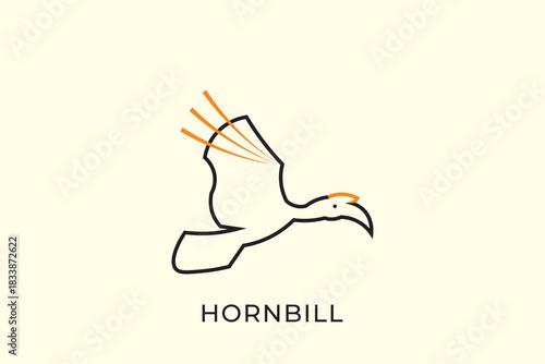 Hornbill silhouette outline logo, hornbill abstract logo