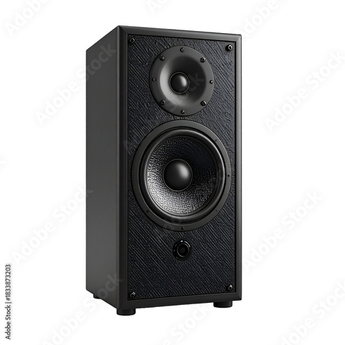 Acoustic Resonance: A sleek, modern black speaker stands as a testament to the power of sound, ready to fill any space with music and immersive audio.