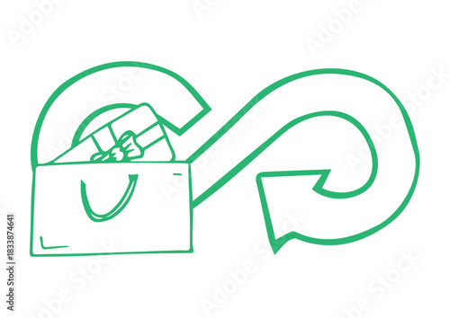 Handmade Circular Economy Symbol with Shopping Bag with Christmas Present