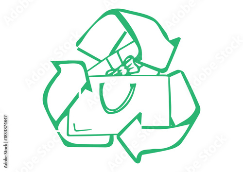 Handmade Recycle Symbol with Christmas Holidays Shopping Bag with Gift