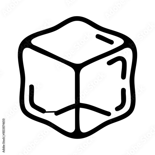 vector frozen ice cube icon, winter freeze concept