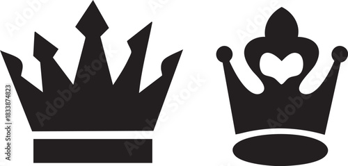 King and Queen Head Silhouettes Vector Image