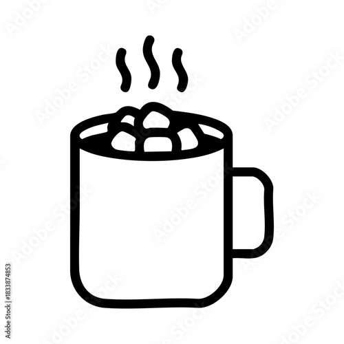 vector hot chocolate mug icon, cozy winter drink