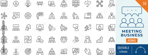 Meeting business icon collection set. Editable stroke.