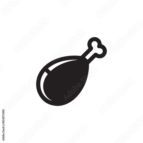 Simple and stylish black icon representing a delicious chicken leg, perfect for food-related content
