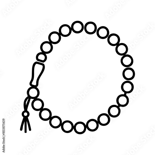 vector prayer beads (tasbeeh) icon, Islamic worship symbol