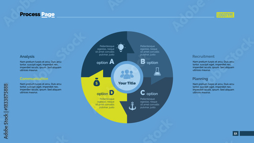 Circle Linked Four Sectors Slide Template
