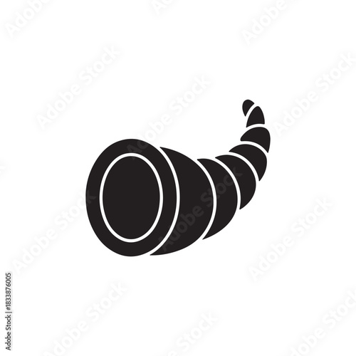 Stylized graphic representation of a classic cornucopia, symbolizing abundance and prosperity, often associated with harvest festivals and Thanksgiving celebrations