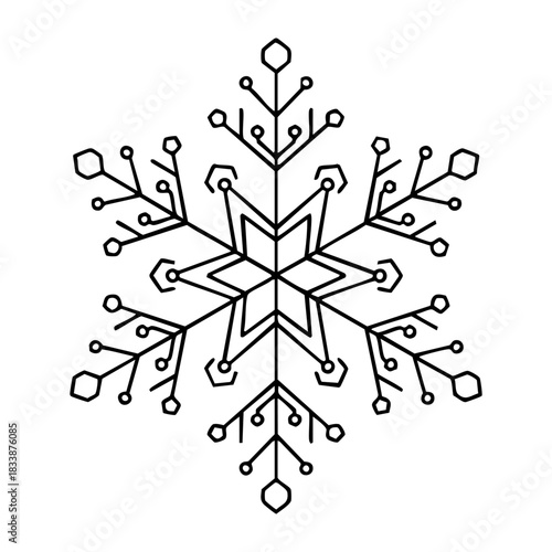 vector snowflake icon, delicate line art, winter symbol