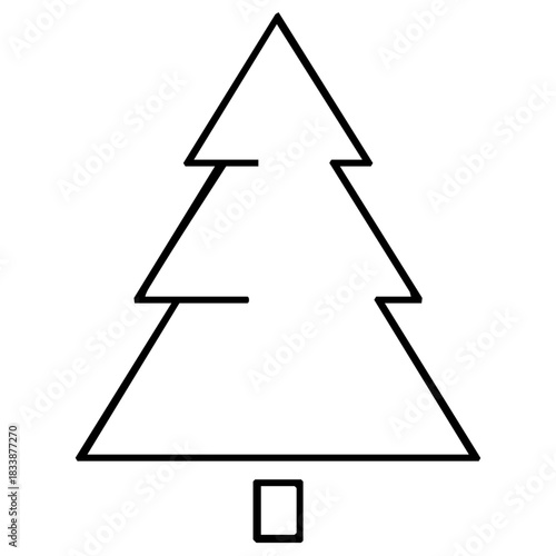 black vector Christmas tree icon outline