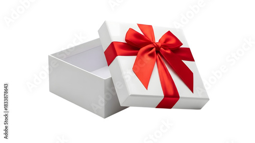 Wallpaper Mural Open white gift box with red ribbon isolated on transparent background Torontodigital.ca
