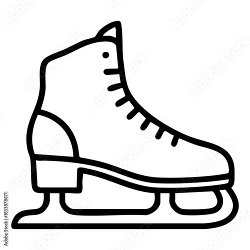 black vector ice skate icon, winter sports symbol