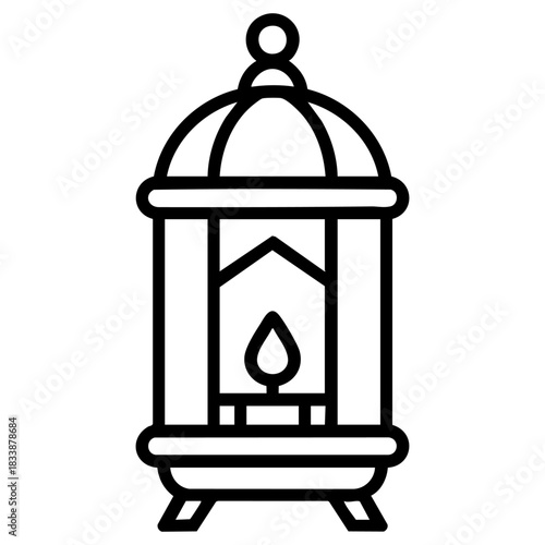 black vector lantern (fanous) icon, traditional Ramadan decoration