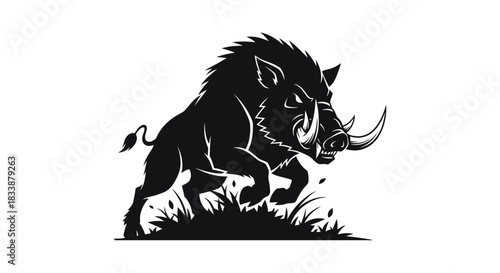Ferocious Boar Profile Vector Illustration With Sharp Tusks and Intense Expression on White Background.jpg