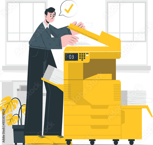 Man Using Photocopy Machine in Office copier photocopier