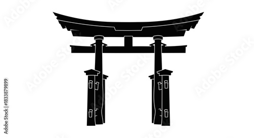 Japanese Torii Gate Traditional Shrine Entrance Silhouette Design Minimalist Art Nouveauty Concept Photo.jpg